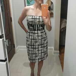 Max & cleo Black & beige patterned strapless dress